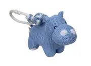 Knitted Hippo Pram Toy Blue