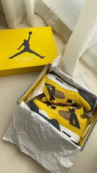 在飛比找Yahoo奇摩拍賣-7-11運費0元優惠優惠-Air Jordan 4 Retro (GS)黑黃電母 減震