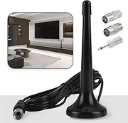 High Performance Radio Antenna with Magnetic Base for Excellent DAB+ and FM Reception - Includes 3 m Coaxial Cable and Plug Adapter - for Home Stereo Systems, AV Receivers and Audio Systems, Improved