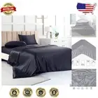 Elegant Black Satin Sheets - California King Set with Deep Pocket & Pillowcases