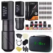 Professional Tattoo Gun Kit Cordless Rotary 2Replaceable Batteries Long Runtime