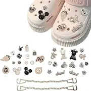 [ROEOWENE] Shoe Charms Shoe Pendant for Clogs, Shoe Pin for Crocs Charms Glitter Shoe Charms Shoe Decoration Pendant for Crocs Flowers Shoe Jewellery Gold Pins for Crocs Girls Women Children