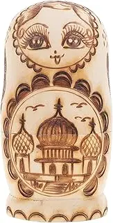 ZUNOXAZ 1 Set Russian Matryoshka Doll Pyrography Relief Wooden Nesting Dolls Double Headed Eagle Design for and Home Decoration Celebrating Cultural Heritage and Artistic Craftsmanship