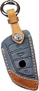ontto for BMW Key Fob Cover Keyring for MW 1 3 5 7 Series X1 X3 X4 X5 X6 F30 E30 F21 F45 F46 F48 Key Cover Case Accessories Leather Key Holder Keychain Protector 4 Buttons Blue