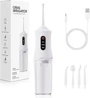 Water Dental Flosser Cordless for Teeth Cleaning and Flossing Portable Electric Water Floss Irrigator Oral Water Flossed Rechargeable Tonsil Stone Adults Kids Braces Home Office Travel