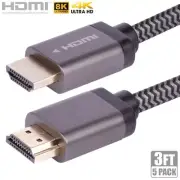 5 Pcs 3FT Ultra High Speed HDMI 2.1 48Gbps 8K 60Hz 4K 120Hz Cable Braided Cord