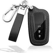 Powerful for Toyota Key Fob Cover Car Key Fob Protector Key Holder Case with Keychain Leather Lanyard 2/3 Buttons for Camry RAV4 Highlander Avalon C-HR Prius Corolla GT86