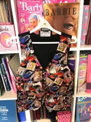 100% SILK NICHOLE MILLER BARBIE VEST In Medium NEW #62444