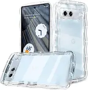 for Google Pixel 7a Case,Transparent Soft TPU Phone Cover,Cute Curly Wave Frame Clear Case,Non-Yellowing Slim Shockproof Protective Case-Clear