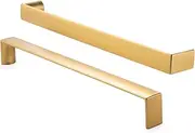 BEROSSA 8-4/5 Inch Screw Spacing, Brushed Gold Wide Flat Modern Pull, Kitchen Cabinet Handle, Pack of 1 | Solid Furniture Hardware for Cupboard Door Bedroom Dresser Drawer Bathroom Vanity 1648