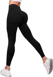[Generic] Yoga Pants for Women Tummy Control Athletic Solid Color Sexy Trousers Regular & Plus Size, Black, Medium