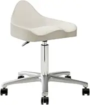 Saddle Stool with Wheels,Hydraulic Adjustable Rolling Stool,Swivel Ergonomic Chair,for Salon Spa Massage Tattoo and Office,Bearing Weight 440lbs(White)