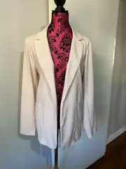 Decjuba 14 Jacket Pale Pink Collared Long Sleeve Pockets Open Drape Style New