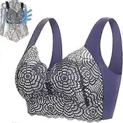 Lymphvity Detoxification And Shaping & Powerful Lifting Bra, Sexy Lace Comfort Wire-free Bra blue 3XL
