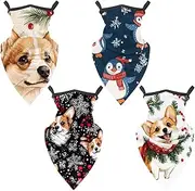 [Diusye] 4 Pcs Neck Gaiter Face Cover Bandana Scarf, Penguin and Snowflakes