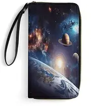 [BFGWK] Large Wallet Novelty Universe Galaxy Outer Space Printing Long Wallet With Zipper Leather Wallet Suitable For Both Men And Women, style, 19.7x10.5cm