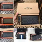 ROUND ZIP LONG WALLET F26070 長夾 男士拉鏈長皮夾 附鑰匙圈 內置12個卡位 格子長夾