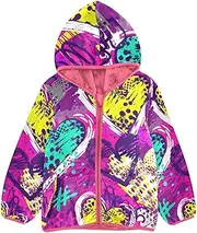 [GuoChe] Sherpa Jacket 1970s Disco Retro Grunge Graffiti Toddler Boy Winter Coat Peach Baby Girl Clothes Tops 3-10T