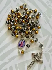 Crystal Glass Bead Silver Holy Rosary for Catholic Church Prayers
