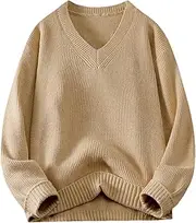 [Hamthuit] Men Knitted V-Neck Ribbed Sweater Thick Warm Sweater Long Sleeve Pullover Sweaters Slim Fit Sweater