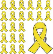 [Joixy] 25/50/100 pcs Metal Yellow Ribbon Pin Awareness Ribbon Pin Bone Cancer Awareness Support Campaign Charity Donation Event Gift Accessories Yellow Ribbon Awareness Brooch