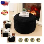 Stylish Round Pouf Ottoman - Comfortable Footstool for Living Room & Bedroom