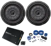 2 Kicker 43CVT102 COMPVT 10" 1600w Shallow Car Subwoofers+Mono Amplifier+Amp Kit