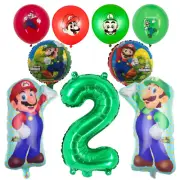 Super Mario Bros 2nd Birthday Party Balloons Set Green Red balloons