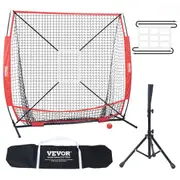 5x5 Baseball Softball Practice Net, Portable Baseball Training Net for Hitting Batting Catching Pitching, Backstop Baseball Equipment with Bow Frame, Carry Bag, Strike Zone, Ball, Batting