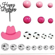 21Pcs/Set Cowgirl Cake Decorations Western Disco Cowgirl Cake Topper with Hat, Ball, and More Cowgirl Theme Party Decorations for Western Cowgirl Party Favors Supplies Cowgirl Theme Party Decorations