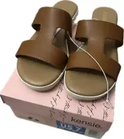 Kensie Ladies' Size 7, Elena H Band Sandal, Brown, Flexible Outsole, Padded. ￼