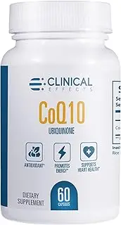 Clinical Effects CoQ10 Supplement - Coenzyme Q10 200mg - 30-Day Supply - Ubiquinone Antioxidant Supplement for Heart Health, Cognitive Functions and Energy Support - 1 Capsule a Day - Made in The USA