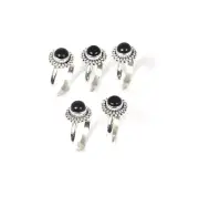 Wholesale 5pc 925 Solid Sterling Silver Black Onyx Ring Lot Y783