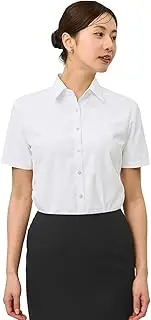 洋服の青山(ヨウフクノアオヤマ) Yofuku Noaoyama Women's Blouse, Short Sleeve, Non-transparent, Cool to Touch, Cool, Clean, Classic, Simple, Adult, Cute, Washable, Cool, Cotton Poly, Office, Commuting, Job Hunting, Interview, Popular