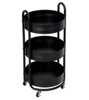 3 Tier Round Trolley Cart Kitchen Storage Rolling Rack Holder Shelf Organiser