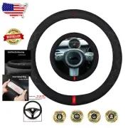 Premium Suede Steering Wheel Cover - For Mini Cooper 2004-2007, 14-14.25 Inch