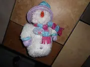 9" SNOW CRYSTALS PLUSH SNOWMAN WHITE SPARKLE NEW 88134