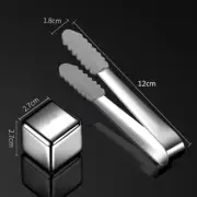 Stainless Steel Whiskey Wine Stone Ice Cube With Tong Reusable Cooling Rock 8Pcs