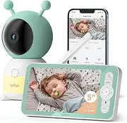 BOIFUN 2K WiFi Baby Monitor with Camera and Audio, Soothing Night Light, APP & 5" Split-Screen Control, Motion/Cries/Noise/Customizable Alarm Zones Detect, Auto Tracking, Humidity&Temperature Detect