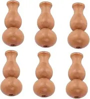 HEALSOPTHY 6pcs Small Gourd Wooden Pendant Lightweight Creative Handmaking Accessories for DIY Crafts and Home Decor Khaki for Unique and Layouts
