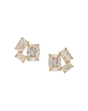 Nadri Cubic Zirconia Cluster Stud Earrings in 18K Gold Plated