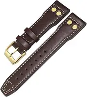 [FKAUPUZTY] 20mm 21mm 22mm Leather Bronze Rivet Watchband Fit For IWC Bronze Big Pilot’s 18 Spitfire Watch Strap