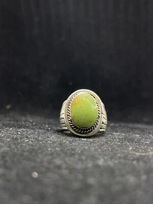 Native American Navajo Royston turquoise sterling silver circular ring size 8.5