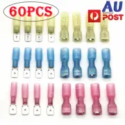 60PC Waterproof Heat Shrink Spade Terminals Electrical Wire Crimp Connectors M/F
