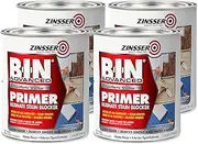 Zinsser 271009-4PK B-I-N Advanced Synthetic Shellac Primer and Sealer, Quart, White, 4 Pack