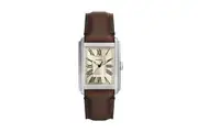 Fossil Carraway Three-Hand Brown Leather Watch FS6012 Water Resistant - Silver