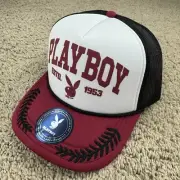 Playboy Hat Lids X White Black Mesh Red Bunny Varsity Foam Trucker Snapback Cap