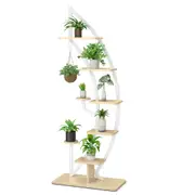 Costway 6-Tier Metal Plant Stand Rack Ladder Planter Display Shelf w/ Top Hook Modern Flower Pot Holder Home Decor