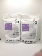 Code C 40ct SIMPLEHUMAN Custom Fit Trash Bags Can Liners Refill Size White Pack