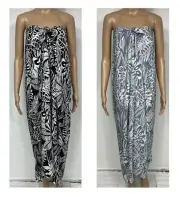 LADIES TUBE SARONG MUMU size 22 24 26 T18 Elastic Back Black White Silver Grey